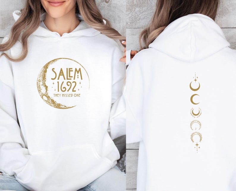 Salem Hoodie, Witchy Hoodie, Salem 1692 Hoodie, 1692 They Missed One, Salem Massachusetts, Retro Halloween, Halloween Party, Cute Witch Top image 2