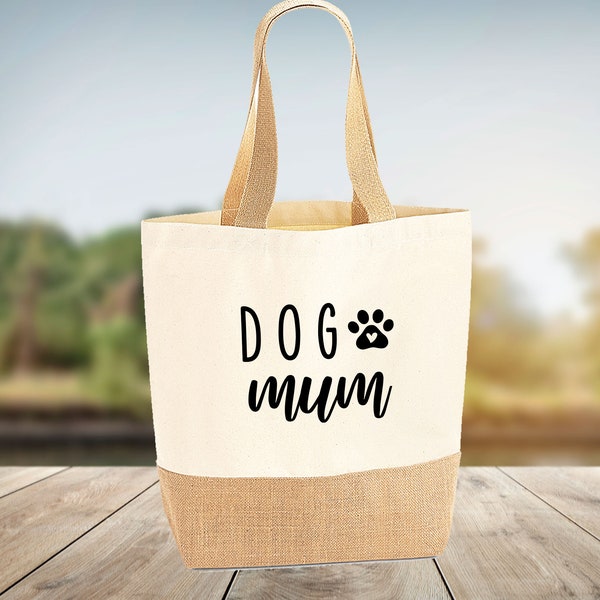 Dog Mum Jute Bag, Cute Dog Bag, Gift For Dog Lover, Pet Lover Gift, Dog Walking Bag, Dog Walker Gift, Dog Mom Bag, Dog Mama Gifts