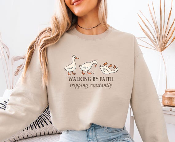 Funny Faith Sweatshirt, Christian Quote, Walking By Faith, Tripping Constantly, Funny Christian Jumper, Religious Gift, Inspirational Jumper