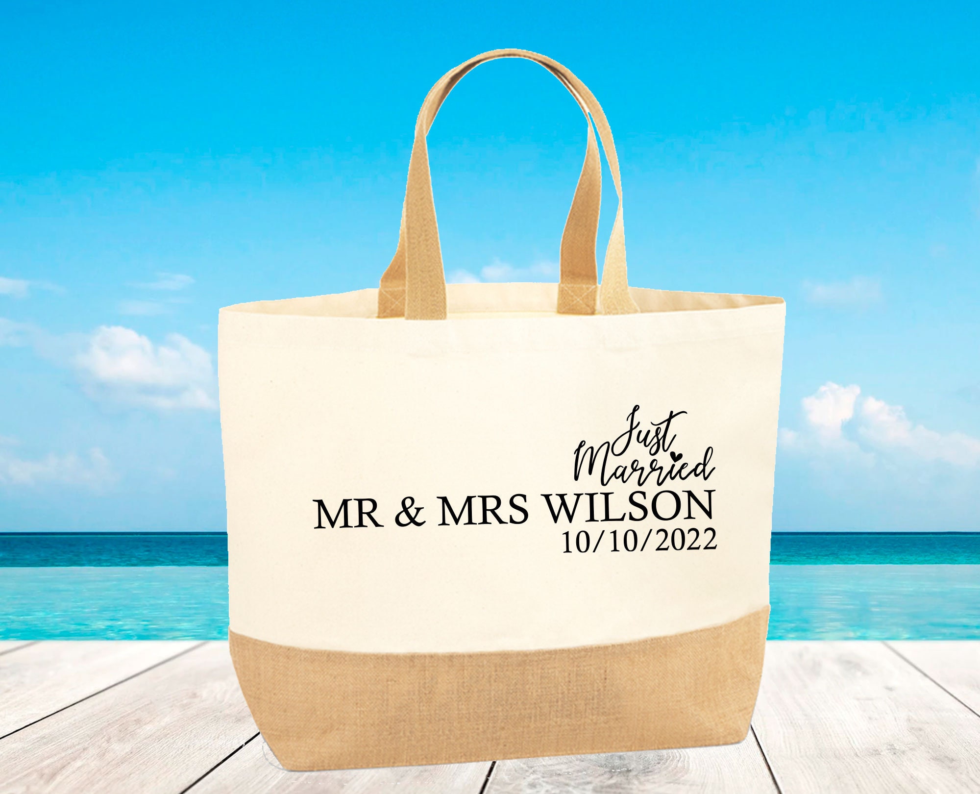 Just married beach bag hot sale