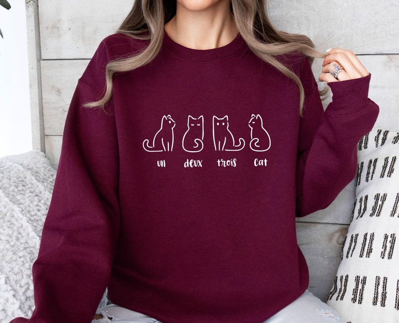Cat Sweatshirt, Cat Mum Sweater, Funny Cat Gift, Cat Lover Gift, Cat Sweater, Gifts For Cat Lover, Womens Cat Gift, French Cat Jumper image 5