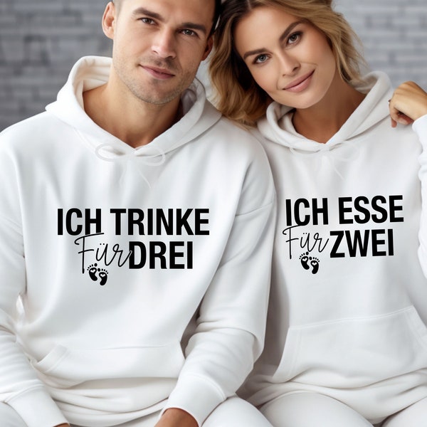 Schwangerschaft Pullover, Baby-Ankündigung, Ich Esse Fur Zwei, Ich Trinke Fur Drei, T-Shirt Für Junge Mütter, Schwangeres  Kapuzenpullover