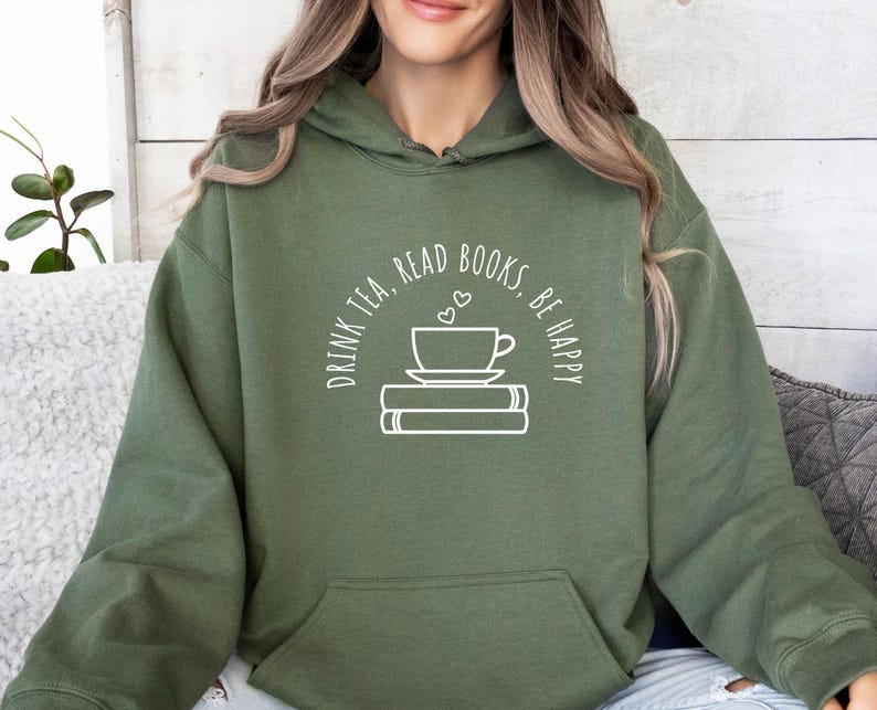 Book Hoodie, Book Lover Hoodie, Book Lovers Gift, Reading Hoodie, Bookworm Hoodie, Tea Lover Gift, Tea Lover Gifts, Bookish Hoodie, Book Top image 2