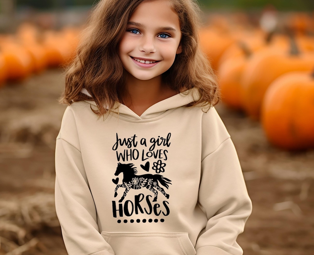 Girls Horse Hoodie, Horse Lover Hoodie, Just A Girl Who Loves Horse, Kids Horse Hoodie, Horse Riding Gift, Horse Lovers Gift Livingmall