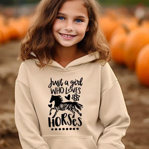 Girls Horse Hoodie, Just a Girl Who Loves Horse, Horse Lover Hoodie, Kids Horse Hoodie, Horse Lovers Gift, Horse Riding Gift