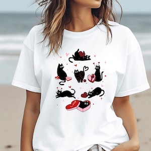 Cat Valentine Shirt, Cat Lovers Gift, Cat Lover Tshirt, Kids Cat T-shirt, Valentines Day Shirt, Cat Mum Gift, Cute Cat Tee, Funny Valentines image 1