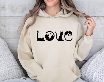 Love Cats Hoodie, Cat Lovers Hoodie, Funny Cat Hoodie, Womens  Cat Gifts, Crazy Cat Lady, Cat Mum Hoodie, Cat Mama Gifts, Cat Lover Hoodie