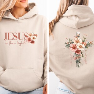 Jesus Hoodie, Floral Cross Hoodie, Christian Pullover, Christmas Christian, Religious Hoodie, Church Gift, Women Christian, Kids Church Gift Bild 3