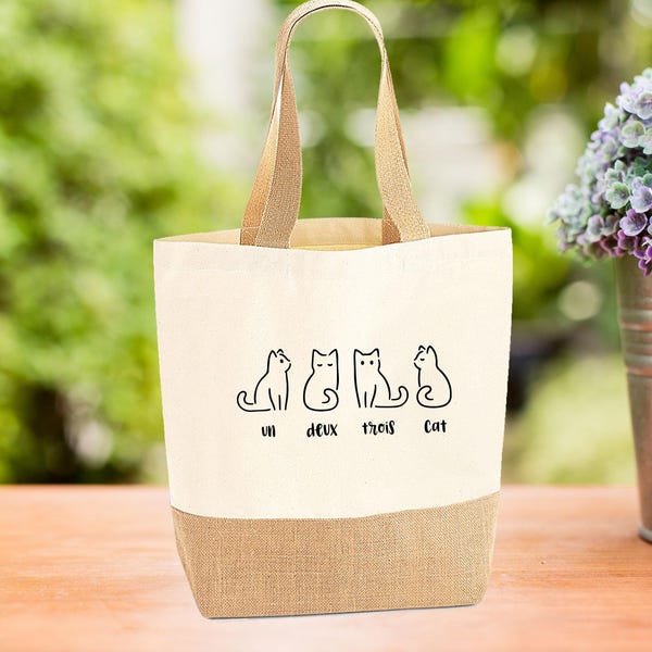 Cat Tote Bag, Cat Jute Bag, Large Jute Bag, Cat Bag, Cat Lover Gift, Cat Owner Gift, Cat Mum Gifts, Cat Mom Bags, Funny Cat Totes, Cat Gifts