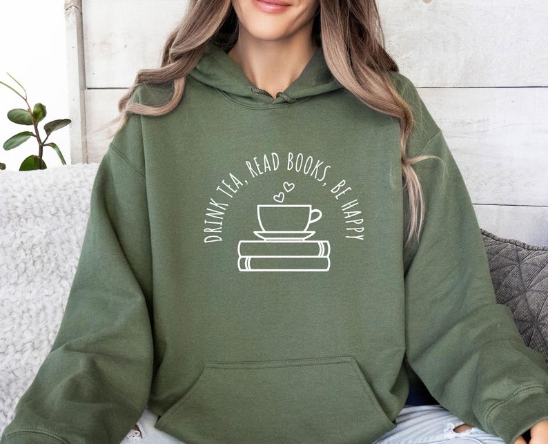 Book Hoodie, Book Lover Hoodie, Book Lovers Gift, Reading Hoodie, Bookworm Hoodie, Tea Lover Gift, Tea Lover Gifts, Bookish Hoodie, Book Top image 2