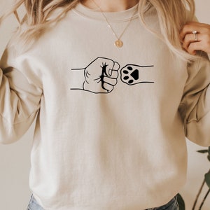 Hand and Paw, Cat Sweatshirt, Paw Print Sweater, Gifts For Cat Lover, Cat Owner Gift, Human Hand and Paw, Cat Mum Gifts, Cute Cat Gifts