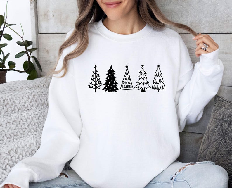 Pine Tree Sweatshirt, Christmas Tree Sweater, Kids Christmas Sweater, Xmas Party Sweater, Womens Christmas, Christmas Eve Crewneck image 4