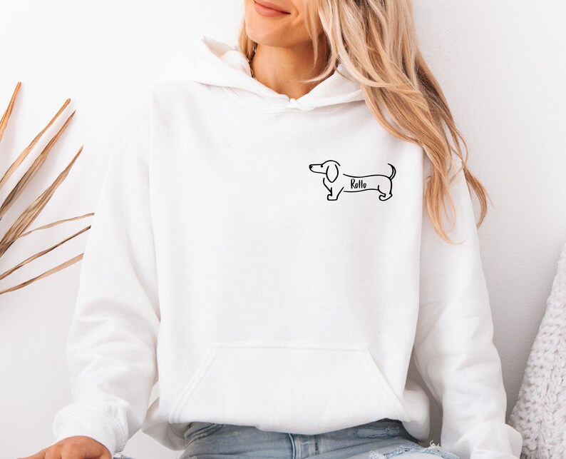 Custom Dog Hoodie, Dog Lover Hoodie, Sausage Dog Gifts, Personalised Hoodie, Dog Walking Hoodie, Dog Owner Gift, Kids Dog Hoodie image 3