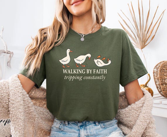Funny Faith Shirt, Christian Quote Shirt, Walking By Faith, Tripping Constantly, Funny Christian T-shirt, Religious Shirt, Inspirational Tee
