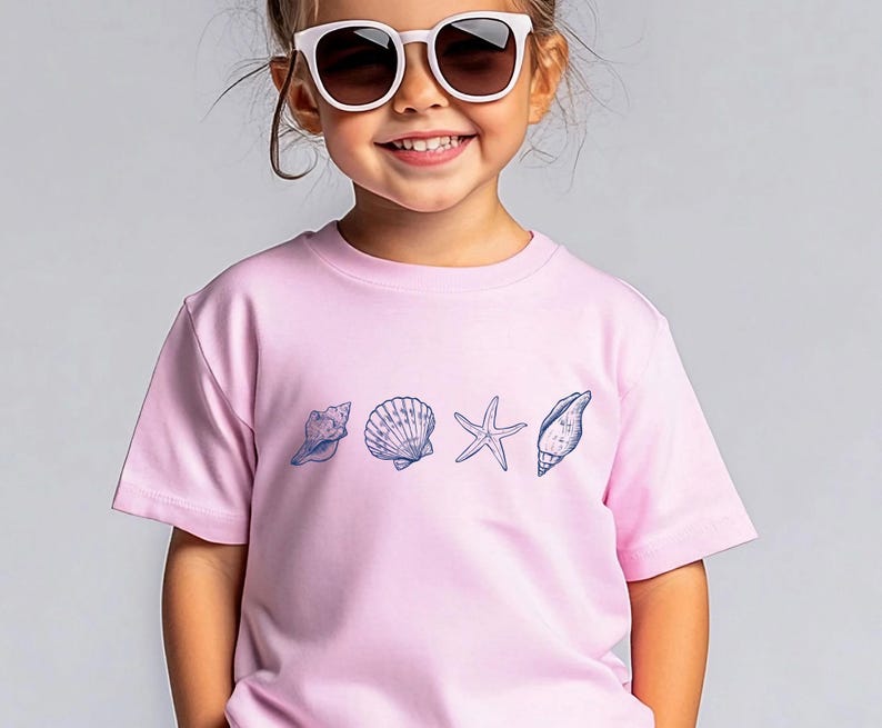 Sea Shell T-shirt, Seashell Shirt, Ocean Lovers Gift, Ocean Lover Gift, Save The Sea Gift, Kids Summer Tee, Womens Seashell T shirt afbeelding 2