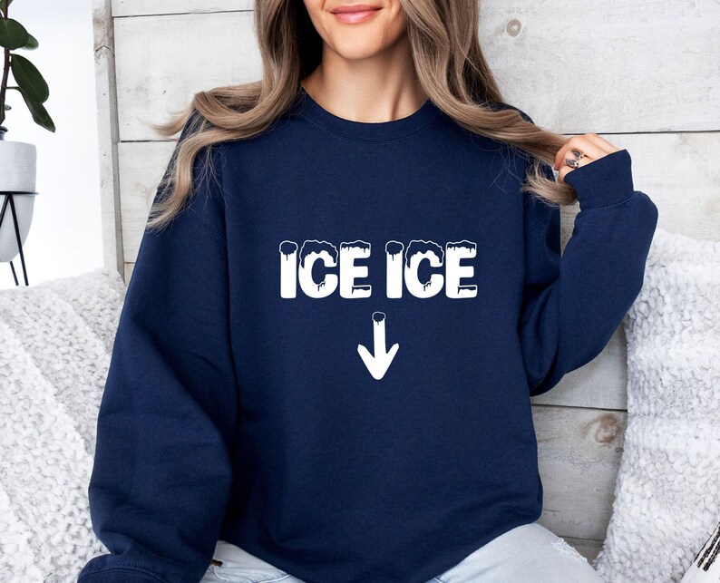 Pregnancy Sweatshirt, Ice Ice Baby Sweater, Pregnancy Reveal Crewneck, New Mum Sweater, Pregnant Jumper, Maternity Gift, Baby Announcement image 2