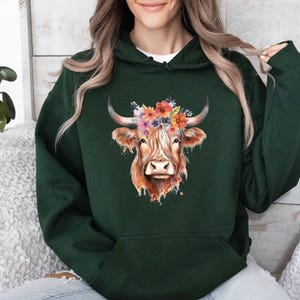 Sweat à capuche vache des Highlands, Sweat à capuche pour amoureux des vaches, Cadeau pour amoureux des vaches, Cadeau pour cowgirls, Sweat à capuche country, Cadeau vache humoristique, Pull vache humoristique, Cadeau maman vache image 1
