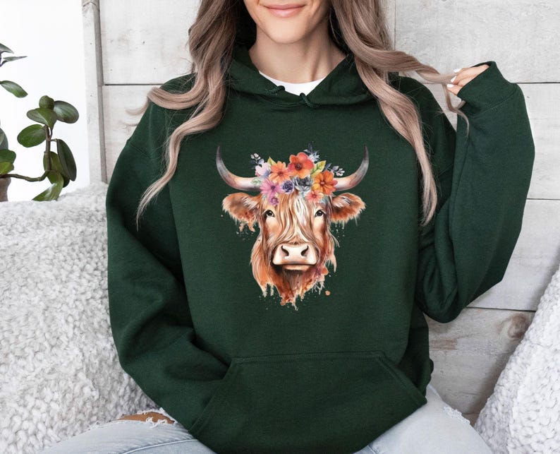 Sweat à capuche vache des Highlands, Sweat à capuche pour amoureux des vaches, Cadeau pour amoureux des vaches, Cadeau pour cowgirls, Sweat à capuche country, Cadeau vache humoristique, Pull vache humoristique, Cadeau maman vache image 1