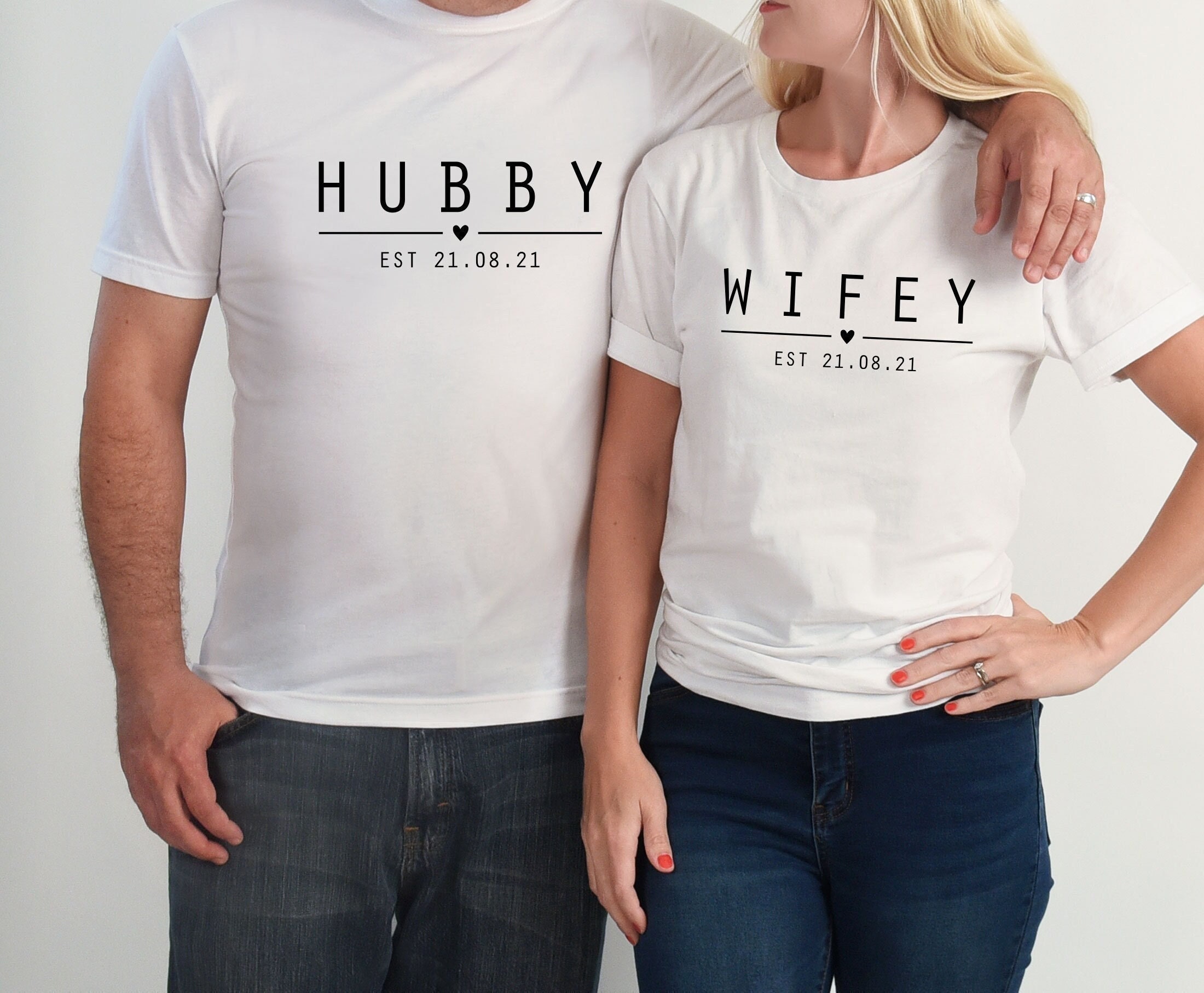 Wifey Hubby Couple Tshirts Husband Wife 