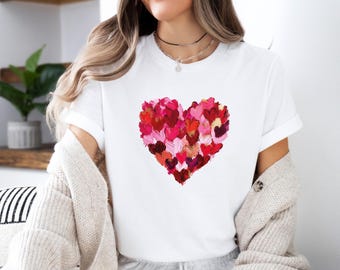 Valentines Heart Shirt, Valentines Day Shirt, Pink Heart Tshirt, Love Heart Shirt, Red Heart T shirt, Valentine's Day Gift, Heart Print Tee