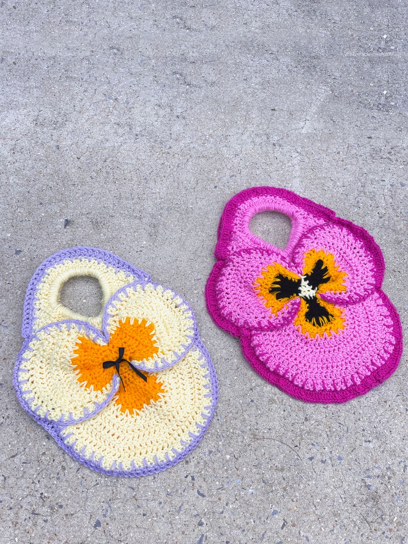 Crochet Pansy Tote Mini PDF Pattern image 4