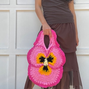 Crochet Pansy Tote Mini PDF Pattern image 3