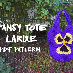 Crochet Pansy Tote Large PDF Pattern