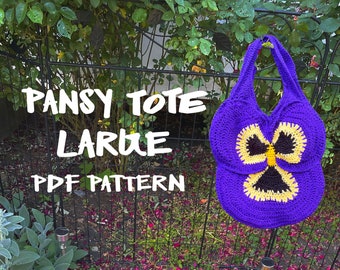 Crochet Pansy Tote Large PDF Pattern