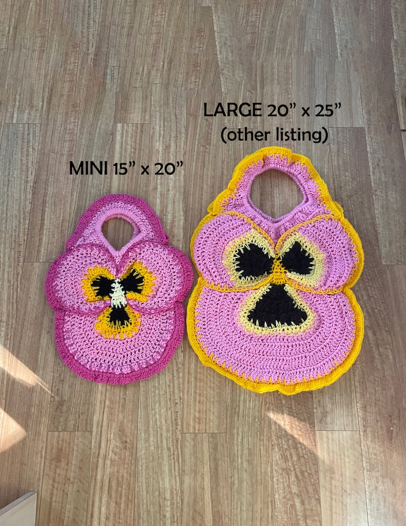 Crochet Pansy Tote Mini PDF Pattern image 5