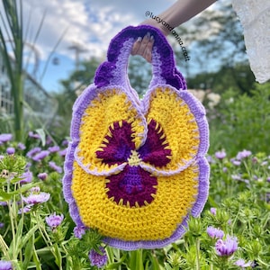 Crochet Pansy Tote Mini PDF Pattern image 6