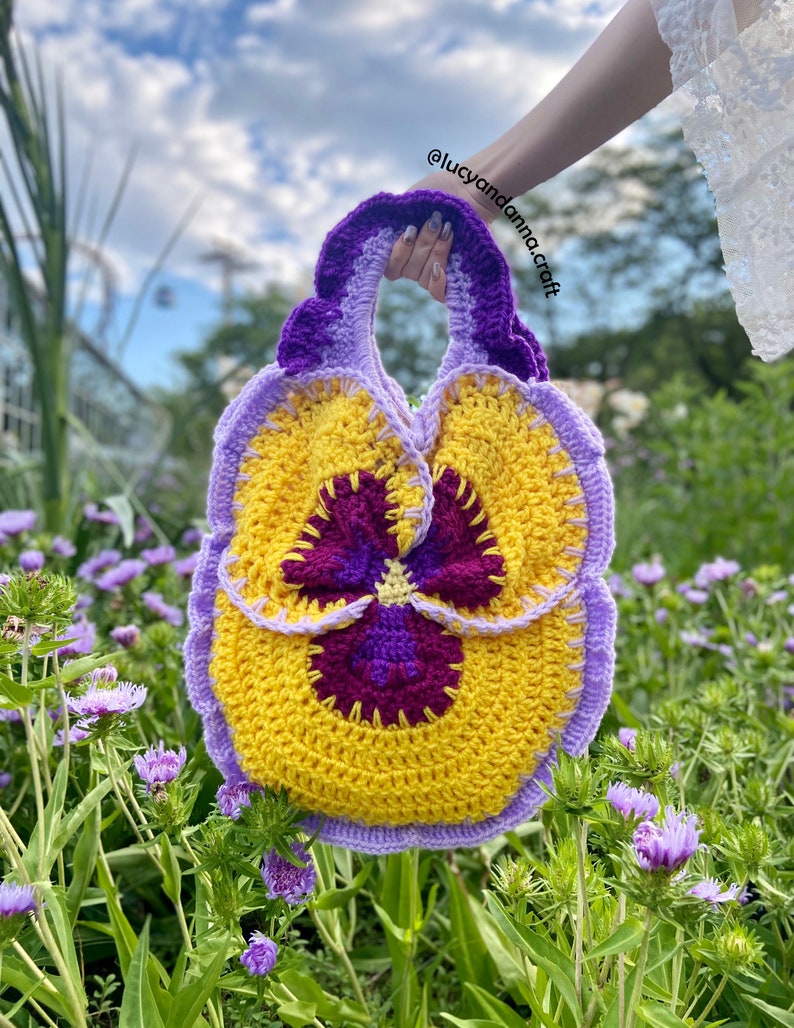 Crochet Pansy Tote Mini PDF Pattern image 6