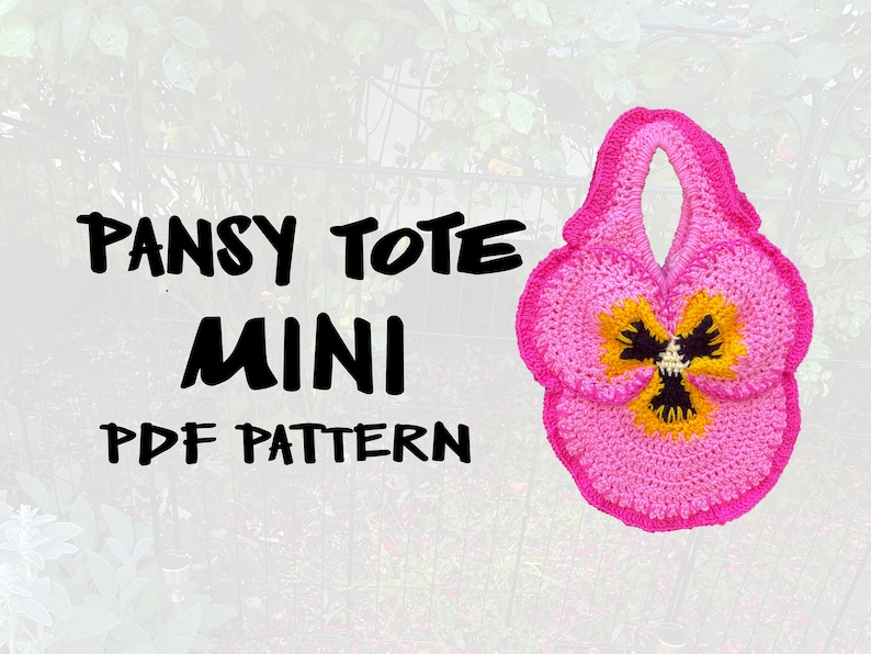 Crochet Pansy Tote Mini PDF Pattern image 1