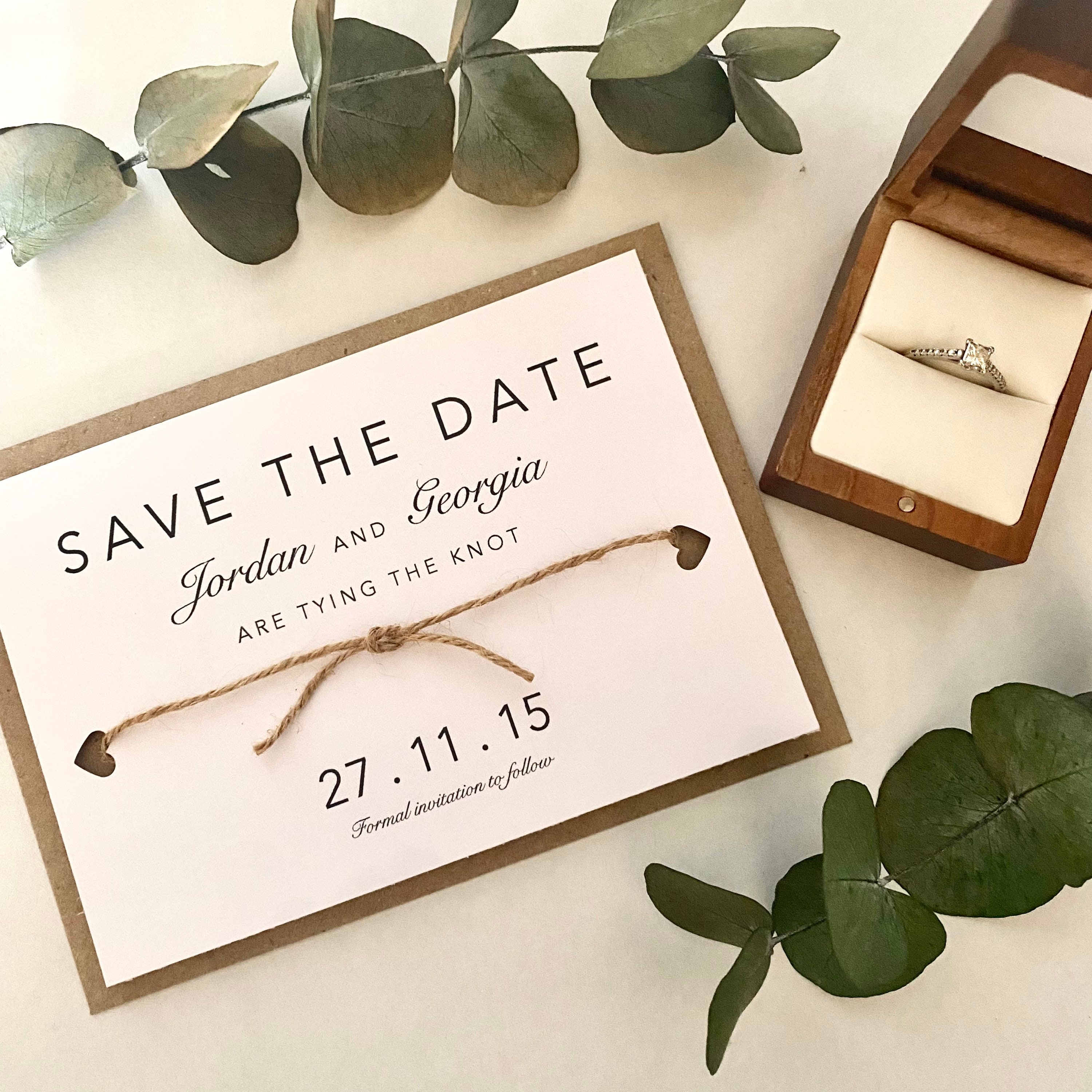 Tying the Knot Save The Date Evening Card Wedding Invitation with an Envelope 