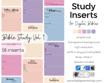 Bible Study Inserts | Digital Stickers | Bible Stickers | Bible Journal Stickers | Christian Stickers | PNG | Digital Planner Stickers