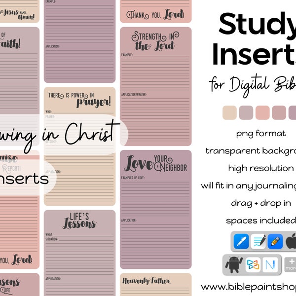 Bible Study Inserts | Digital Stickers | Bible Stickers | Bible Journal Stickers | Christian Stickers | PNG | Digital Planner Stickers