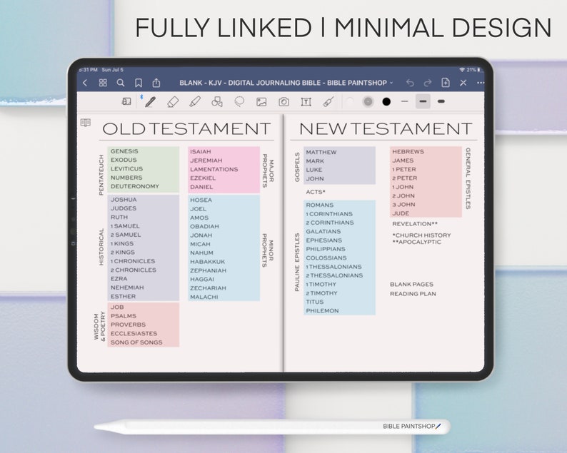 Digital Bible Journal | Digital Journaling Bible | Digital Bible | Digital Faith Journal | Hyperlinked Bible | Bible for GoodNotes | iPad Bible | Android Bible | Digital Bible for Chuch | Digital Study Bible | Digital Bible Study | GoodNotes Bible