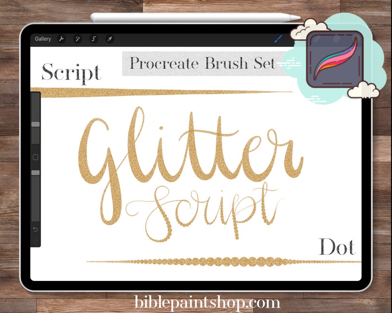 Procreate Brushes Procreate Brush Set Glitter Script Etsy