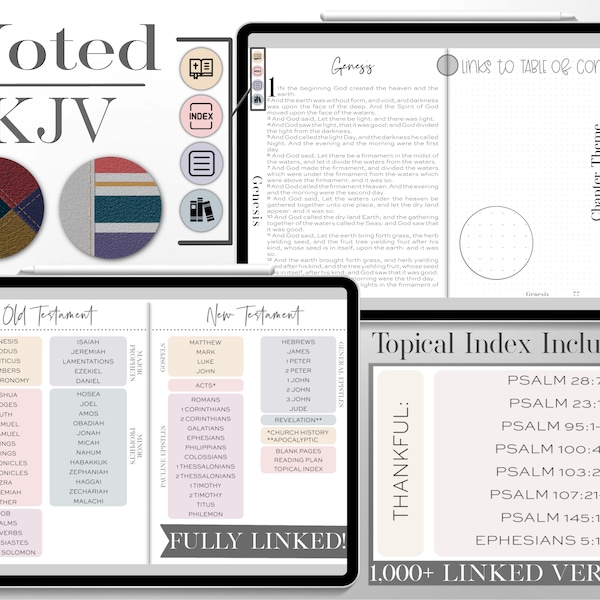 Bible de journalisation numérique | KJV | Noté | Journal biblique pour GoodNotes TouchNotes | Bible de journalisation iPad et Android | Journal numérique