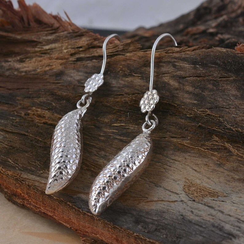 wedding jewelry woodland jewelry bridal earrings gift for her sterling silver Real leaf earrings silver dipped leaves natural jewelry