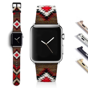Navajo boho Apple Watch band 41mm women, Apple watch strap, brown white red 41mm 45mm Series 1-9