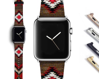 Navajo boho Apple Watch band 41mm women, Apple watch strap, brown white red 41mm 45mm Series 1-9