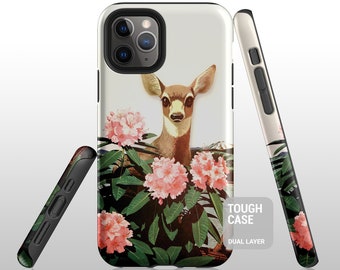 Floral deer iPhone 12 cases Available for all iPhones, iPhone 12 Pro, 11 Pro, iPhone 15 Pro Max, iPhone XS Max, iPhone 13, Tough Cases