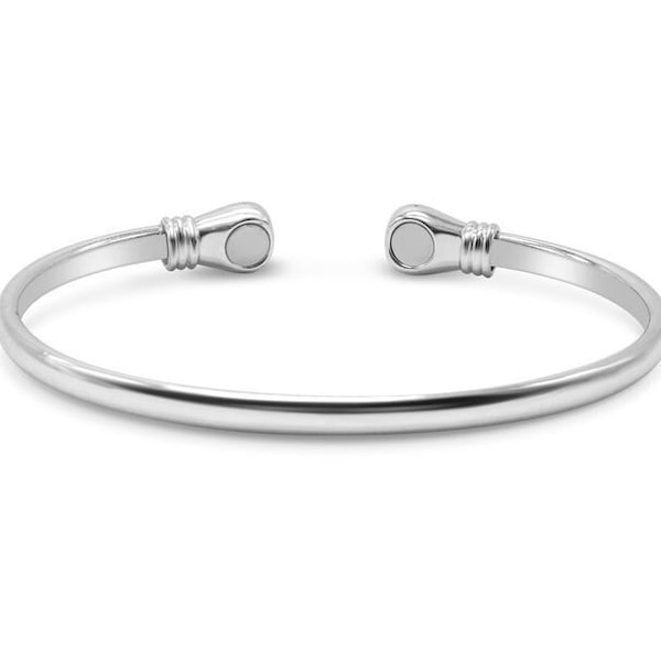 Unisex Copper Magnetic Therapy Bangle in Silver