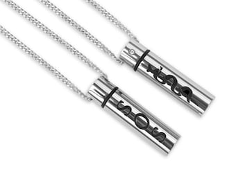 Unisex Medi Safe SOS silver necklace, Medical alert, Medic ID, Talisman Caduceus