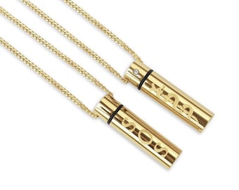 Unisex Medi Safe SOS Gold tube necklace, Medical alert, Talisman bracelet, Medical ID Bracelet, Medical Jewellery