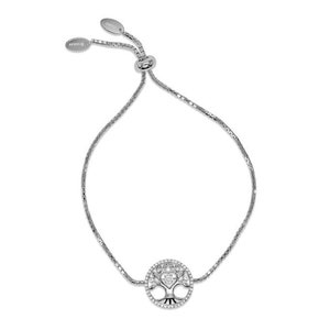 Womens Sterling Silver 925 Dancing Diamond Tree of Life Bracelet in silver