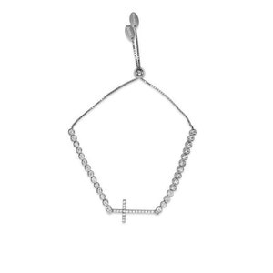 Pulsera de tenis Ladies Sterling Silver Crystal Cross en oro rosa