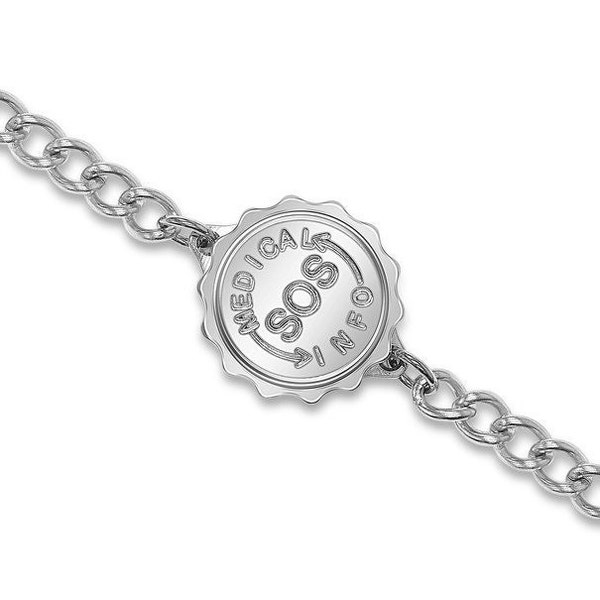 Unisex Medi Safe SOS silver bracelet, Medical alert, Talisman bracelet, Medical ID Bracelet, Medical Jewellery