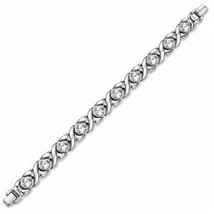 Magnetiskt terapiarmband i silver och koppar för damer. Kristallset. Kramar och kyssar-design.