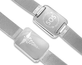 Unisex Medi Safe SOS Silver bracelet,Medical alert, Talisman bracelet, Medical ID Bracelet, Medical Jewellery